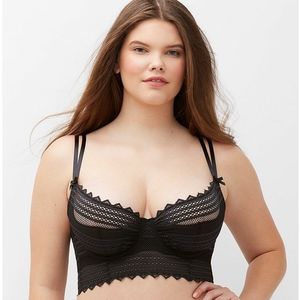 Cacique Lane Bryant Longline lace balcony bra 40F